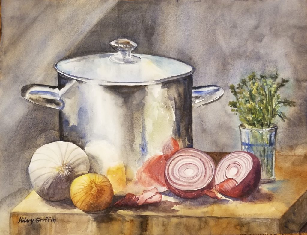 Artist Hilary  Griffin painted watercolor, Madison, CT. New England , stilllife