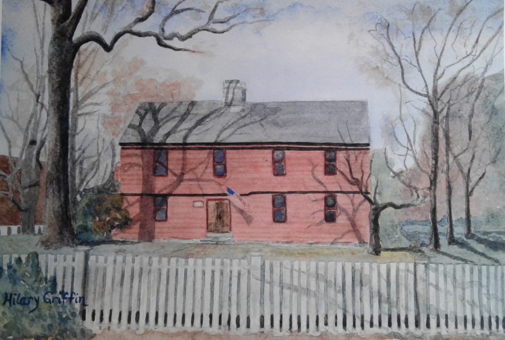 madison, connecticut, shoreline image, historic Deacon John Graves House watercolor, painted by artist Hilary Griffin