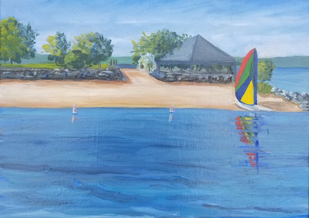 Artist Hilary  Griffin oil Greenwich, Island Beach, CT. New England Smalltown